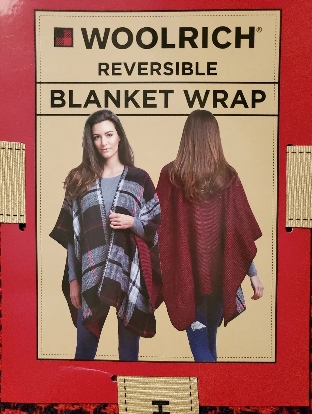 Woolrich Reversible Blanket Wrap Red Black White NWT